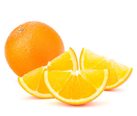 Whole orange fruit and his segments or cantles