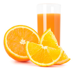 Orange  juice glass  and orange fruit