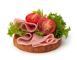 healthy sandwich with vegetable and smoked ham