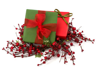 festive gift box stack