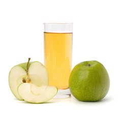 apple juice in glass and apple
