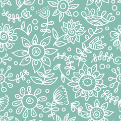 Cartoon floral seamless pattern
