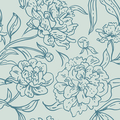 Peony seamless pattern