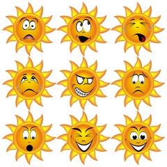Sonne mit lustigen Gesichtern