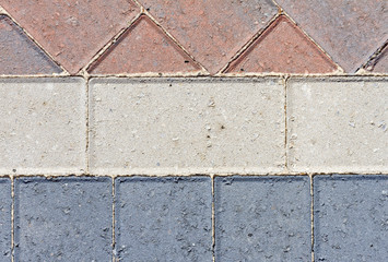 Block pavior driveway showing different patterns