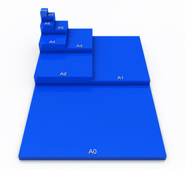 3D DIN Format Konzept A0 bis A8 - Blau 01