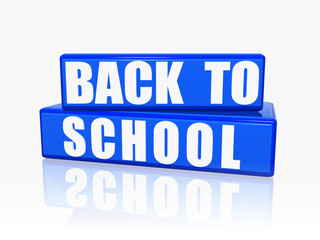 back to school in blue boxes