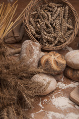 Baking goods on wooden table