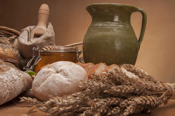 Loaves of bread and rolls
