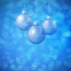 Drei Christbaumkugeln mit Schneeflocken Pailletten