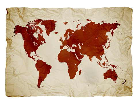 world map on paper
