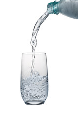 Water stream being poured into a glass