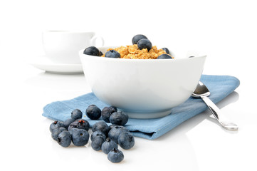 Bowl of granola with blueberries