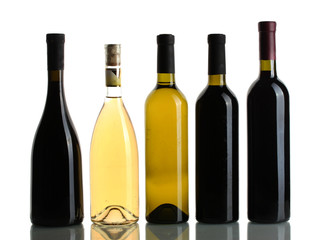 bottles of wine isolated on white
