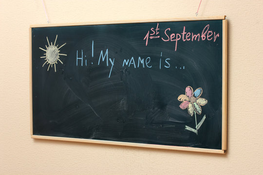 Fototapeta The drawings and inscriptions on the blackboard