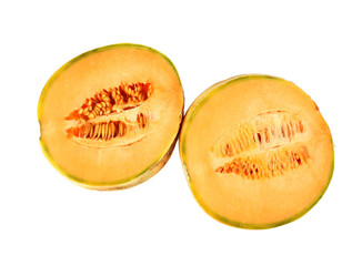 cut melon isolated on white