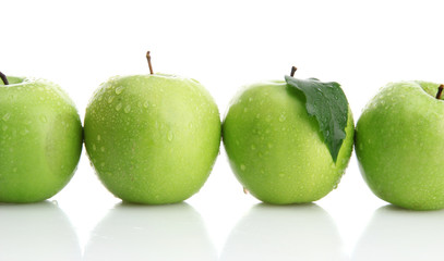 Ripe green apples isolated on white