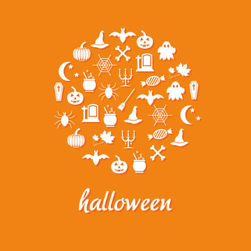halloween icons in circle
