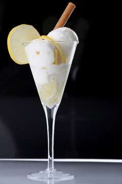 Lemon Sorbet In Cocktail Glass