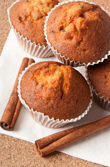 Delicious muffins with raisins and cinnamon
