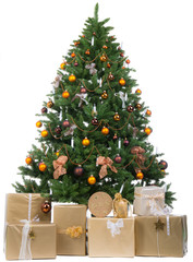 gold-braun geschmückter weihnachtsbaum