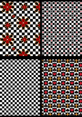 Variations black and white checkered seamless backgrounds