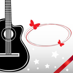 Classical vector guitar. Musical greeting card.