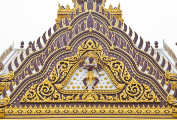 Detail of ornately decorated temple roof