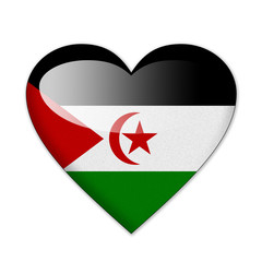 Western Sahara flag in heart shape isolated on white background