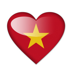 Vietnam flag in heart shape isolated on white background