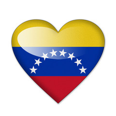 Venezuela flag in heart shape isolated on white background