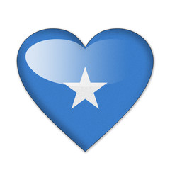 Somalia flag in heart shape isolated on white background