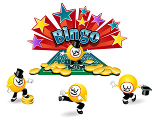 Bingo Ball Cartoon character with different active poses