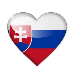 Slovakia flag in heart shape isolated on white background