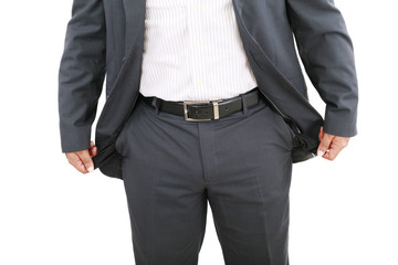 Businessman with empty pockets
