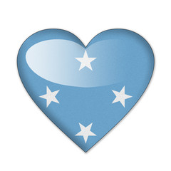 Micronesia flag in heart shape isolated on white background