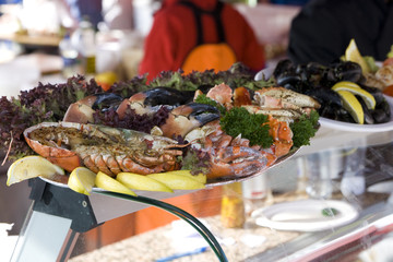 Fresh seafood on the market place