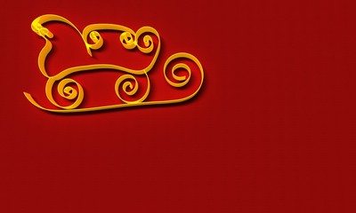 Christmas symbol background with golden objects on red