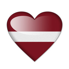 Latvia flag in heart shape isolated on white background