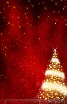 Winter red christmas tree background