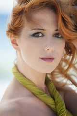 Fashion girl at hte beach.