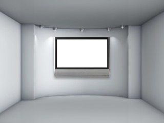 3d empty niche with spotlights and lcd tv for exhibit