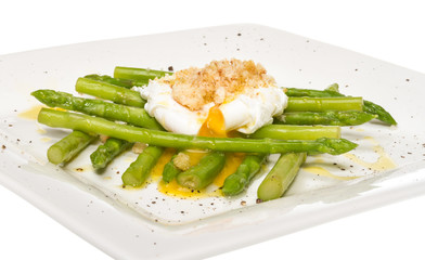 fresh salad with asparagus,eggs and croutons