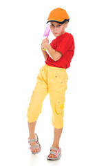 little girl with plays tennis