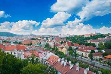 Fototapeta na wymiar view of Prague city from Vysehrad hill