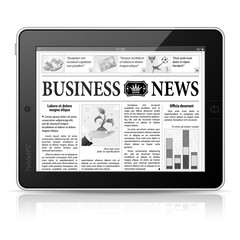 Concept - Digital News. Tablet PC with Business News on Screen