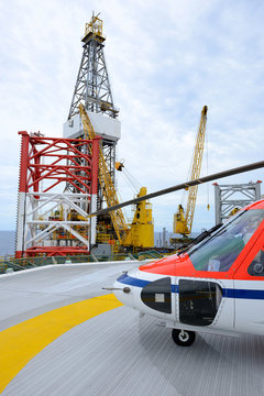 The helicopter park on oil rig
