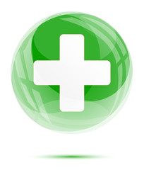 Fototapeta premium White medical sign in the green glass sphere