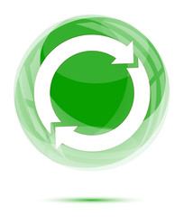 White recycle sign in the green glass