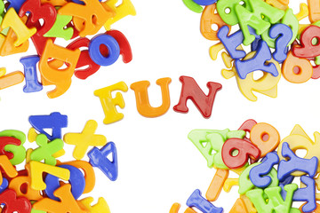 Fun lettering near plastic alphabet letters